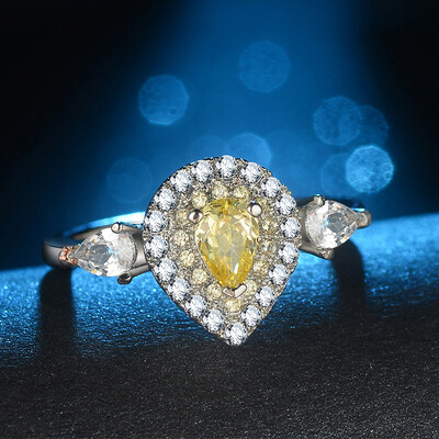 

Amazing Design Pear Shape Pink Engagement Ring Best Promise Love Gift for Girl