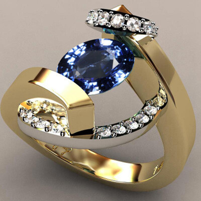 

Women Fashion Stainless Steel Ring Modern 925 Sterling Silver Natural Gem Sapphire Engagement Ring