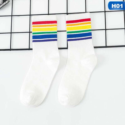 

Winter New Unisex Socks Cotton Rainbow Striped Socks Fashion Warm Chrismas Casual Hipster hosiery