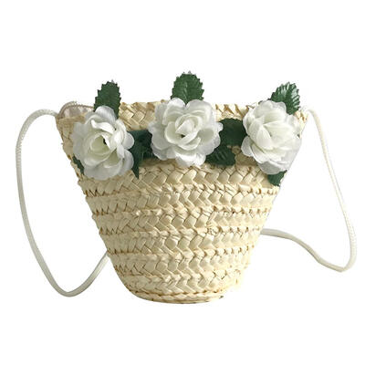 

Straw Woven Flower Decor Sweet Shoulder Handbags Women Small Crossbody Bags