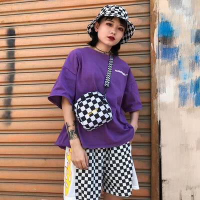 

Women Men Crossbody Bag Chest Bag Letters Print Durable Casual Shoulder Mini Bag BlackPuepleWhite