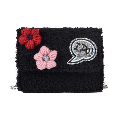 

Chain Sling Messenger Bag Flower Letter Women Plush Shoulder Crossbody Bags