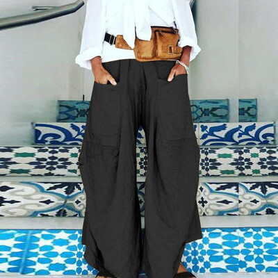 

Tailored Fashion Women Summer Solid Casual Easy Sport Work Casual Loose Trouser Pants