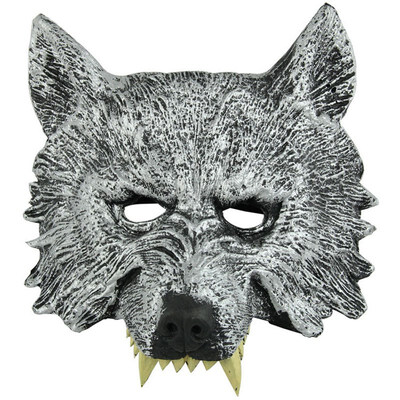 

FUNNYBUNNY Halloween Gray Wolfs Head Mask Halloween Mask Mardi Gras Masquerade Mask Adults Animal Upper Half Face