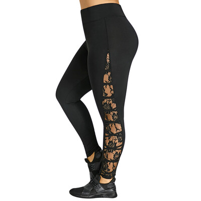 

Criss Cross Plus Size Lace Panel Leggings