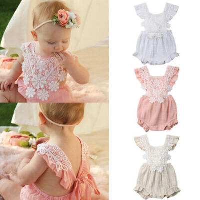 

Baby Girls Newborn Clothes Lace Floral Romper Bodysuit Jumpsuit Sunsuit Outfits