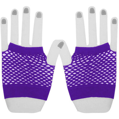 

New Short Fancy Dress Halloween Party Goth Neon Fish Net Fingerless Gloves