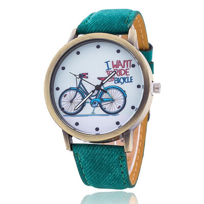

National style bronze watch male retro bicycle watch PU belt mens watch