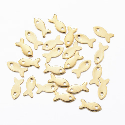 

304 Stainless Steel Charms Fish Golden 85x4x08mm Hole 1mm