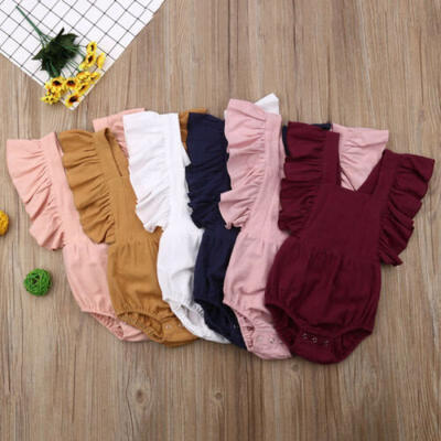 

Newborn Toddler Baby Girls Kids Cotton Romper Bodysuit Sleeveless Clothes Outfit