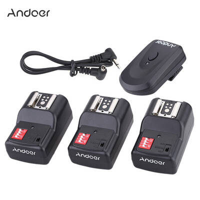 

Andoer 16 Channel Wireless Remote Flash Trigger Set 1 Transmitter 3 Receivers 1 Sync Cord for Canon Nikon Pentax Olympus Sigma