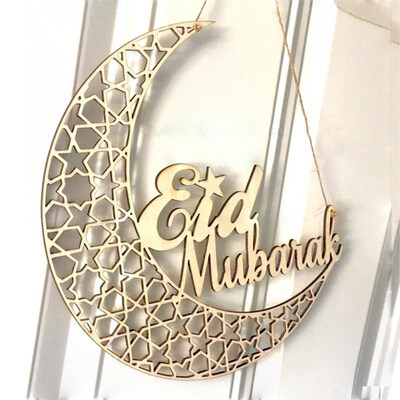 

Ramadan Eid Mubarak Wooden Plaque Moon Islam Muslim Hanging Pendant Party Decor