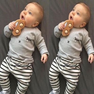 

2pcs Newborn Infant Baby Long Sleeve Shirt TopPants Set Boy Girl Outfit Clothes