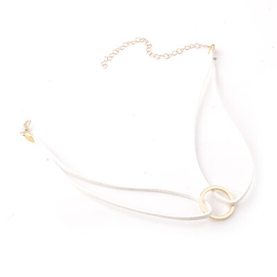 

Simple&stylish Leather clavicle chain Necklace gold alloy Girl Short necklace Accessories