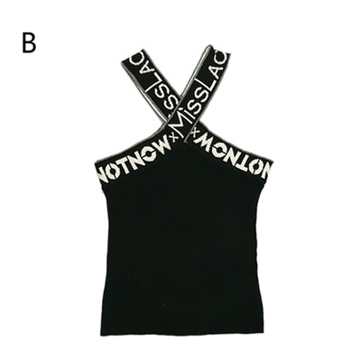 

Summer Women Sexy Tank Top Casual letter printing Hanging Neck Straps Tube Top Sleeveless Wrapped Chest Vest Camisolas peonza