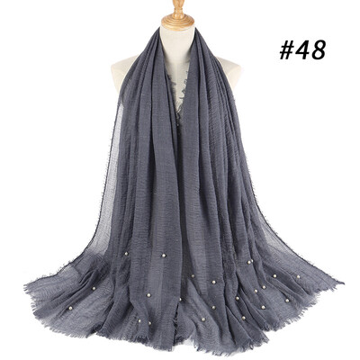 

Cotton&linen crumpled monochrome womens scarf hot two-headed pearl accessories headscarf girls
