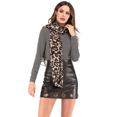 

Fashion Women Chiffon Scarf Leopard Print Long Shawl Pashmina Beach Elegant Thin Scarf