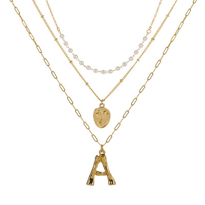

2019 New Face Coin Beads Alphabet Initial LetterPendant Necklace Female Gold Color Chain Choker Collar Necklaces for Women