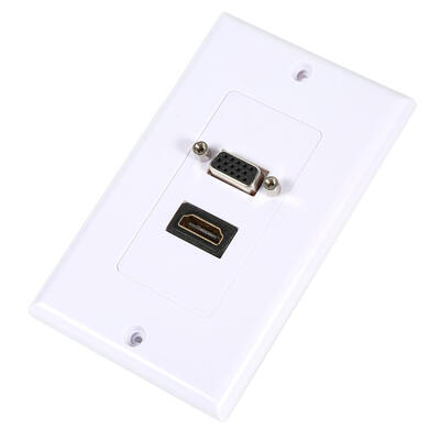 

Greensen 1 Port HDMI Female 1 Port VGA Female AV Wall Outlet Video Socket Face Connector Plate White