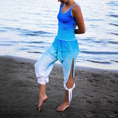 

Women Backless Jumpsuit Yoga Sporty Sleeveless Ombre Floral Hollow Out Side Harem Casual Playsuit Rompers