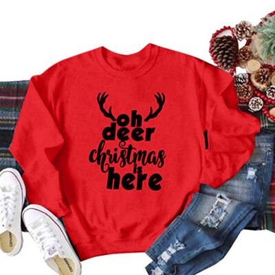 

Gobestart Women Christmas Letter Printed Long Sleeve Pullover Sweatshirt Tops Blouse