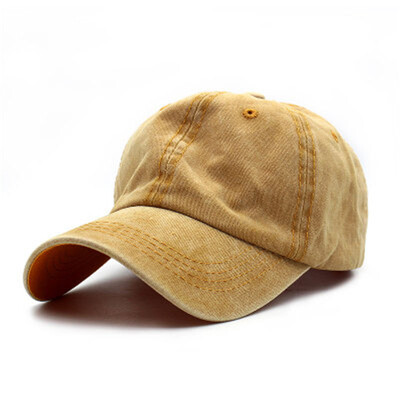 

Vintage solid nude baseball cap mature washed denim cap for outdoor travel