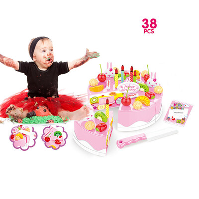 

Tailored 38 Piece Pretend Role Play Kitchen Toy Happy Birthday Cake Food Cutting Set Kids