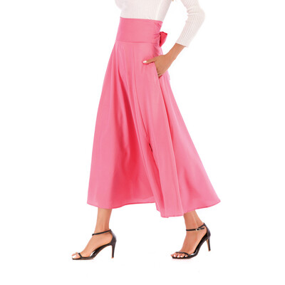 

Roseonmyhand Women High Waist Pleated A Line Long Skirt Front Slit Belted Maxi Skirt