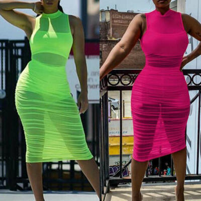

Womens Sheer Bikini Cover Up Swimwear Swim Bathing Suit Summer Beach Mini Dress