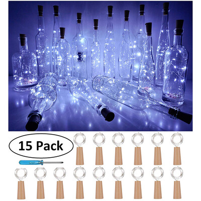 

Siaonvr 15PCS Bottle Lights Cork Shape For 1M 10 LED Wine Bottle String Party Romantic