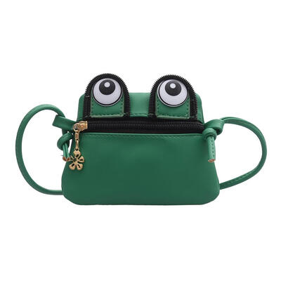 

Frog Shape Cute Eye Bag Girls Kids Shoulder Messenger Zip Leather Bags