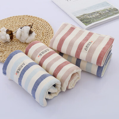 

2PcsSet Cotton Gauze Towel for Lovers Stripe Face Towel Super Soft Absorbent Wash Towel 35x72cm