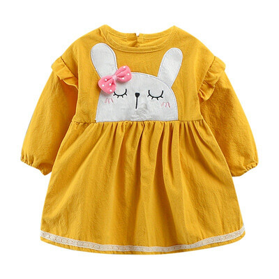 

Causal Dresses For Girls Long Sleeve Kids Girls Dresses Cute Cartoon Print Girl Dress Baby Clothes Autumn