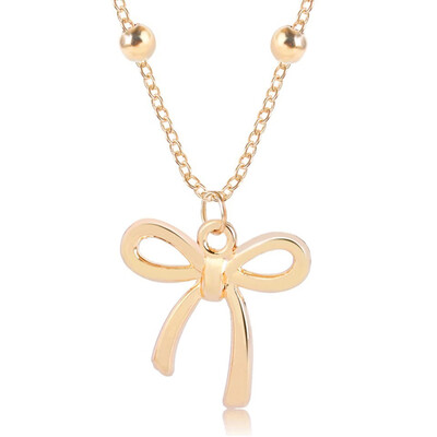 

2019 New Bow Tie Pendant Necklace For Women Lucky Necklace Female Trendy Jewelry Personality Chain Necklace Cold Color