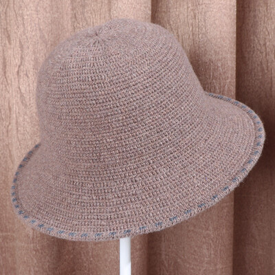 

Fallwinter new Korean leisure tide ladies knitted wool hat solid color wool warm Joker basin cap fisherman hat