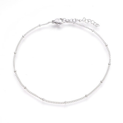 

304 Stainless Steel Curb Chain Anklets Stainless Steel Color 9"228cm 14mm