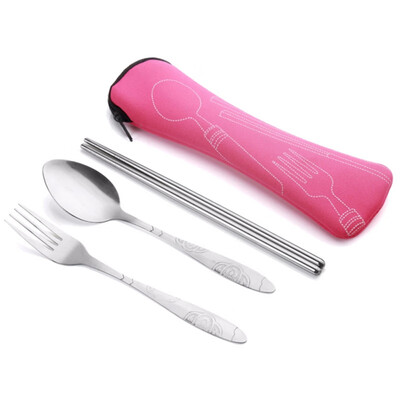 

Portable Stainless Steel Cutlery Set Tableware Set With Cloth Bag Lunch Tools Set Hot Sale Dinnerware Sets Lightweight Outdoor