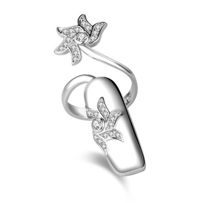 

New Fashion originality zirconia open Nails ring for Women Female nail wrap Resizable ring Jewelry
