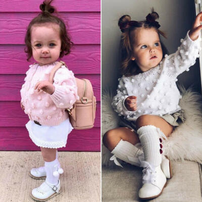 

US Kid Baby Girl Warm Clothes Long Sleeve Knitted Sweaters Woolen Pullovers Tops