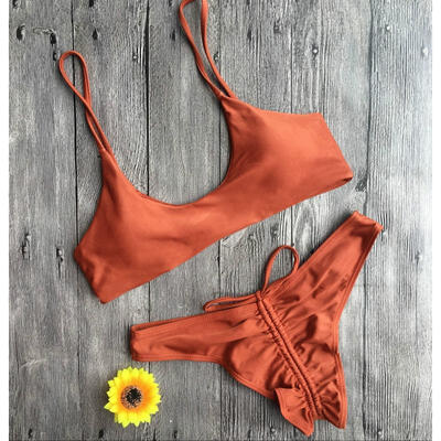 

Swimwear Women Triangle Bikini Set Bandage Push-Up Swimsuit Bathing Beachwear