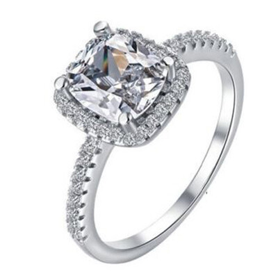 

Women Engagement Wedding Ring Crystal Rhinestone White Gold Plated Jewelry Ring