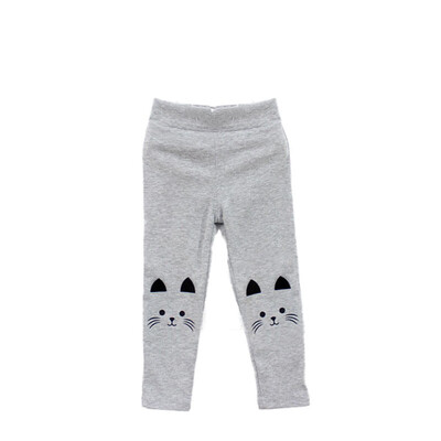

New Fashion Cute Cat Printed Baby Girl Pants Kid Warm Stretch Leggings Trousers 2-7 Years Old