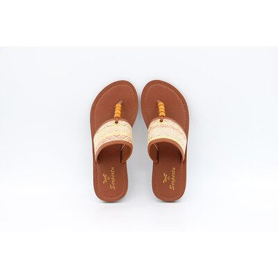 

Scoperta beach slippers HK10 straw mat pu wooden bead good cloth lining PU fit EVA TPR bottom 16594