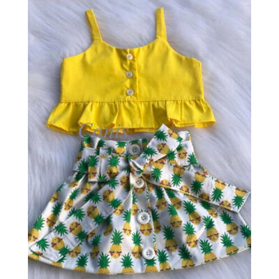 

US 2Pcs Kids Newborn Baby Girl Short Tops Skirts Outfit Summer Dress Clothes Set