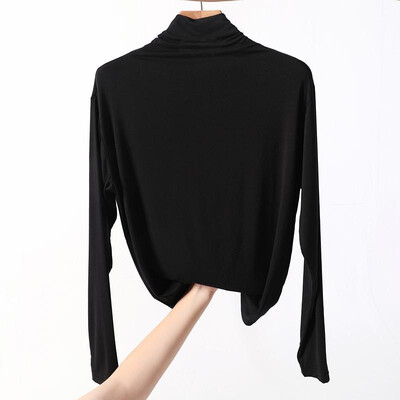 

Fashion Women Mock Turtleneck Tops T-shirt Long Sleeves Solid Stretch Elegant Spring Tees Shirts Pullovers Plus Size Casual Tops