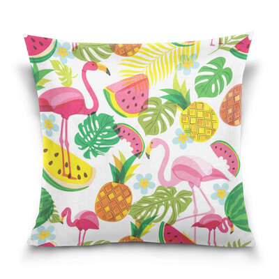 

ALAZA Throw Pillow Cover 16 X 16 inch Christmas Gift Cushion Cover with Pink Flamingo Printed Pillowcase