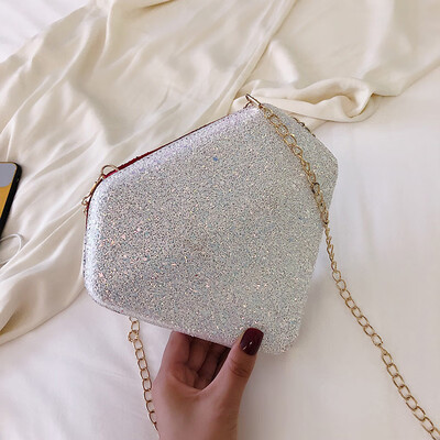 

Small fragrance simple wild diamond bag female personality sequins shoulder Messenger bag 2019 tide Korean fashion chain bag