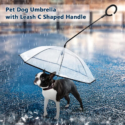 

Pet Dog Umbrella with Leash C Shaped Retractable Steering Handle Transparent Umbrella for Walk Dog Protect Pets in Rainy Day
