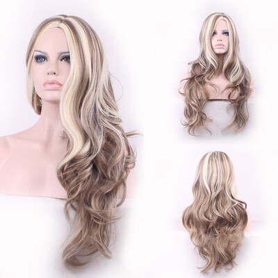 

〖Follure〗Gold Woman Natural Party Wig Long Full Curly Hair Fashion Synthetic Wig
