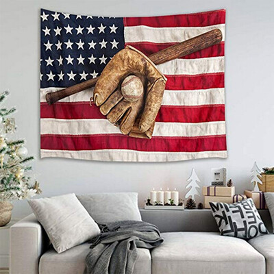 

Gobestart American Flag Baseball Tapestry Photography Background Wall Decoration